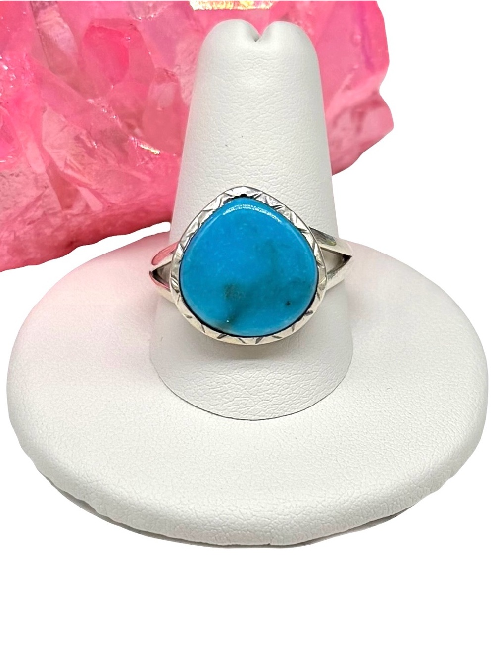 Aztec Mountain Turquoise Ring Size 10 Solid 925 Sterling Silver